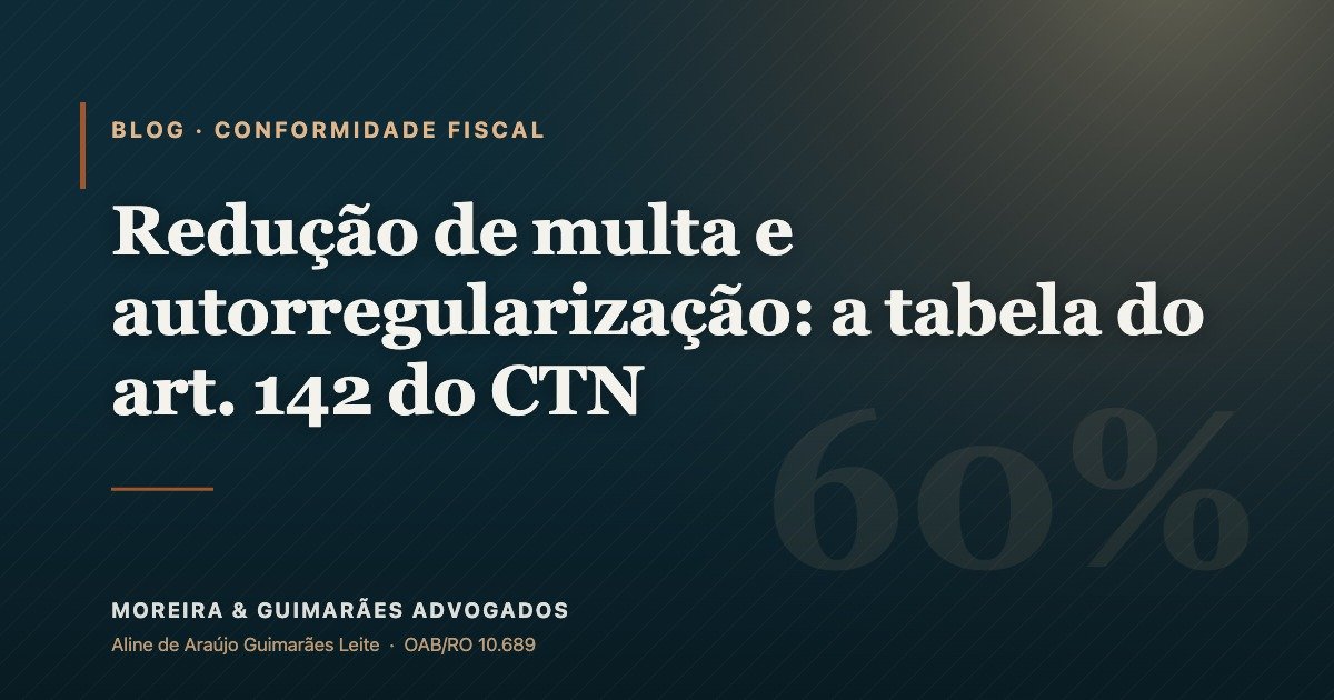Redução de multa e autorregularização: a tabela do art. 142 do CTN