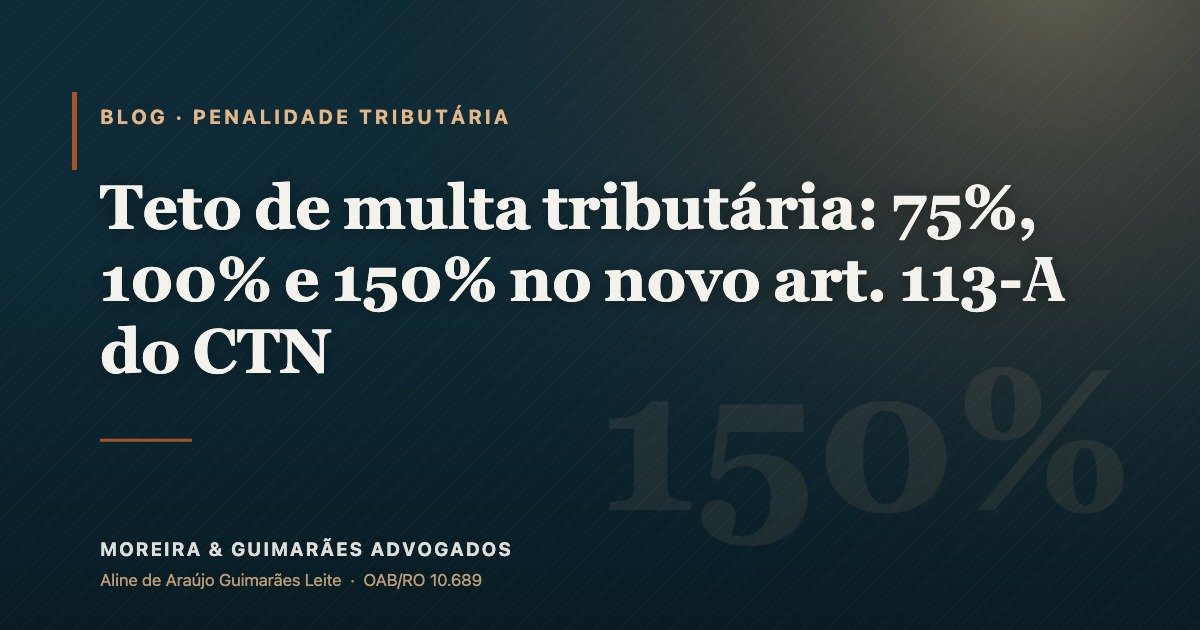 Teto de multa tributária: 75%, 100% e 150% no novo art. 113-A do CTN
